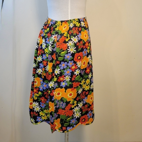 VTG 90's Gossard Artemis Womens M Short Bright Floral Scalloped Hem Skirt Slip - Picture 2 of 9